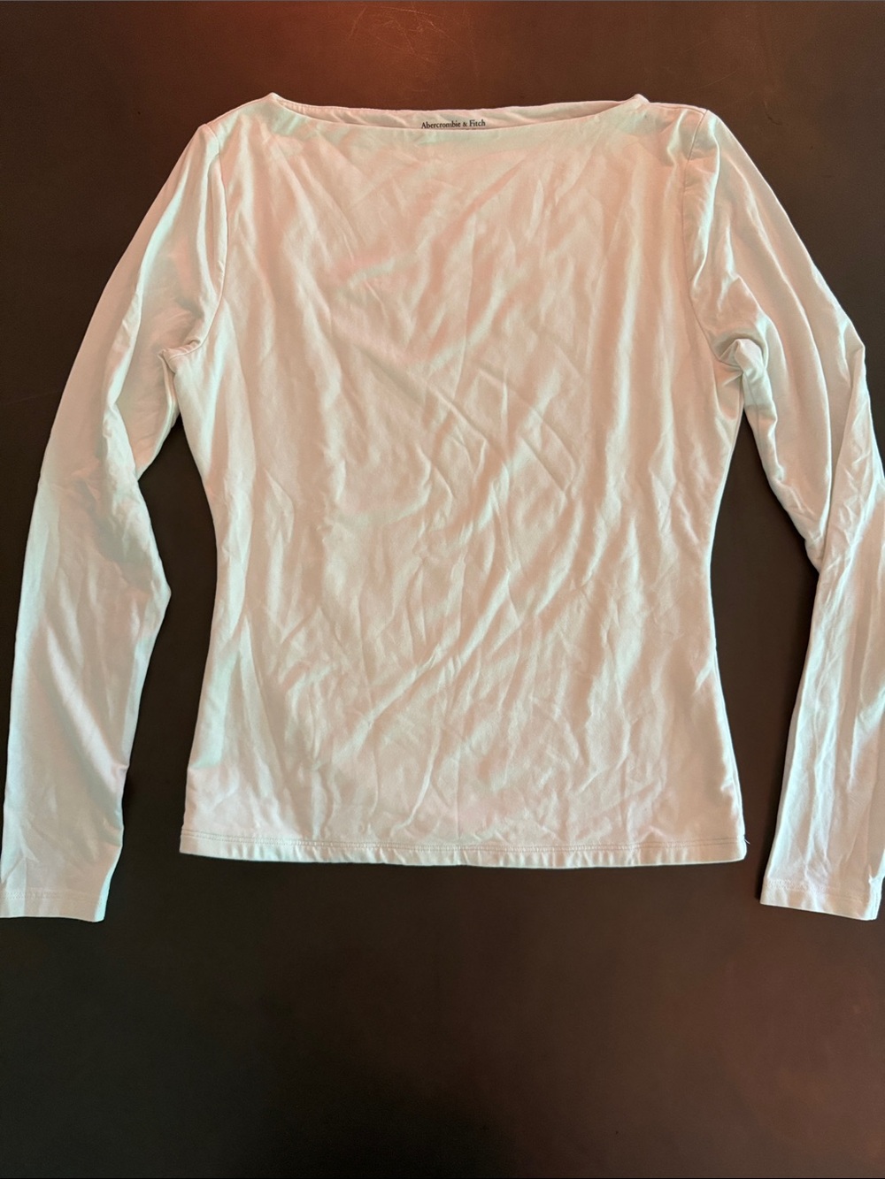 Abercrombie & Fitch White Long-Sleeve Boatneck Tee